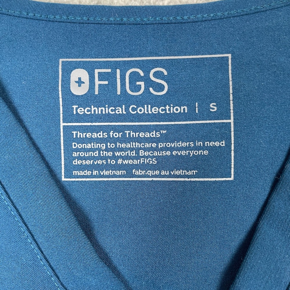 FIGS Catarina Zamora Scrub Set Womens S/M Blue V-Neck Jogger Stretch Excellent - Picture 3 of 16